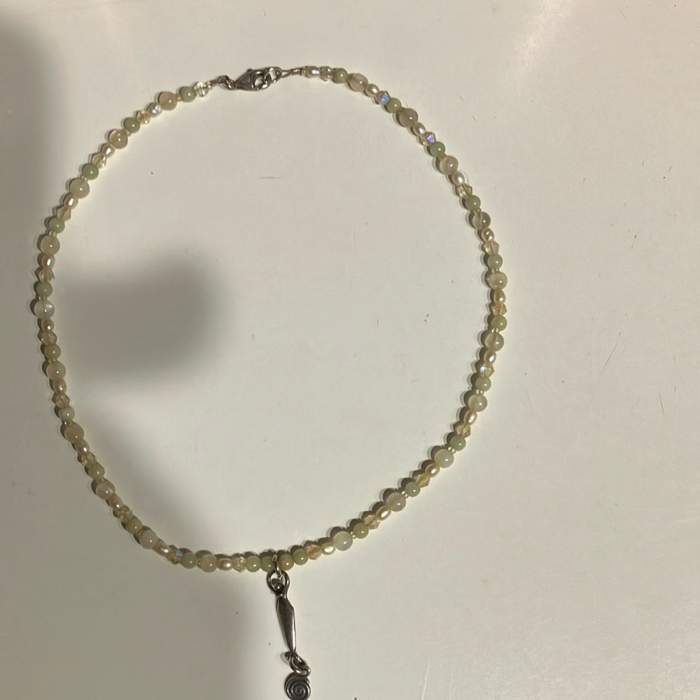 Moonstone necklace with Goddess symbol charm